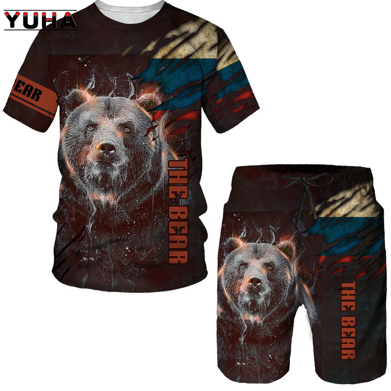 Summer Knit Clothing - Summer Bear 3D Printed Men's T-shirt