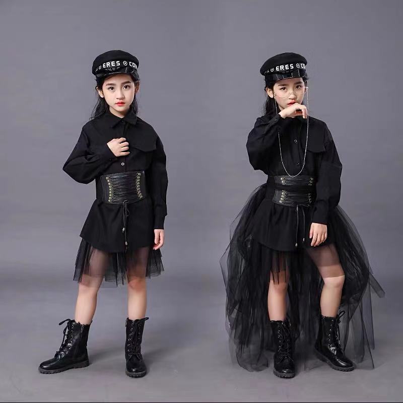 Summer Clothing For Girls - Children's Black Suit Girls Model Competition