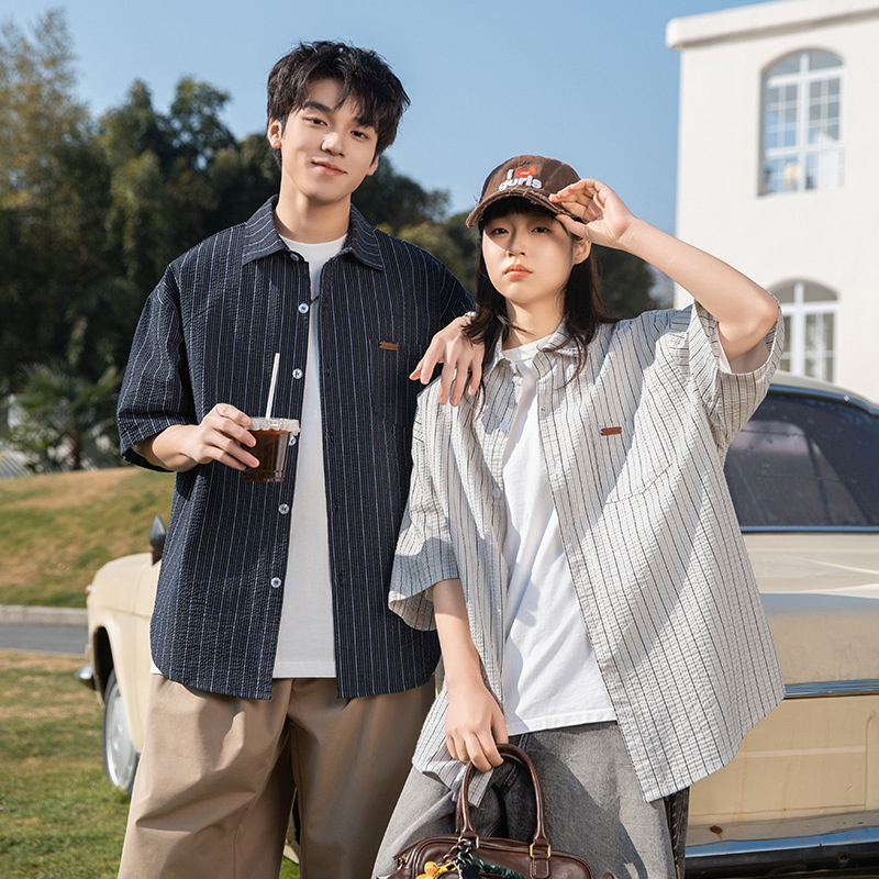 Vintage Summer Clothing Brand - TFETTERS Brand Striped Solid Color Shirts