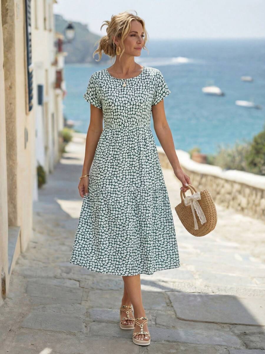 Sundress Midi Floral - Faunlyn Women's Casual Ditsy Floral Short