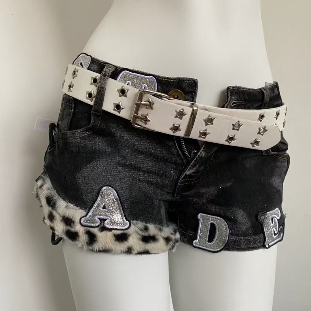 Summer Clothing Girl - Y2k Embroidered Patch Denim Shorts Woman