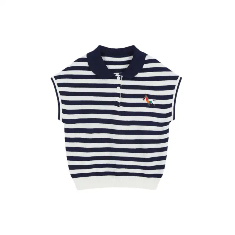 Summer Clothing Drop - Women's Clothing Fashion Striped Knit Turn-down