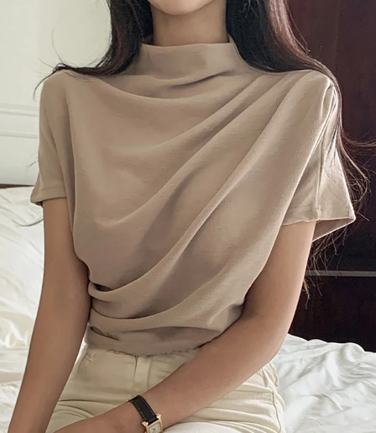 Summer Clothing Drop - Half Turtleneck T Shirt Women Sleeveless