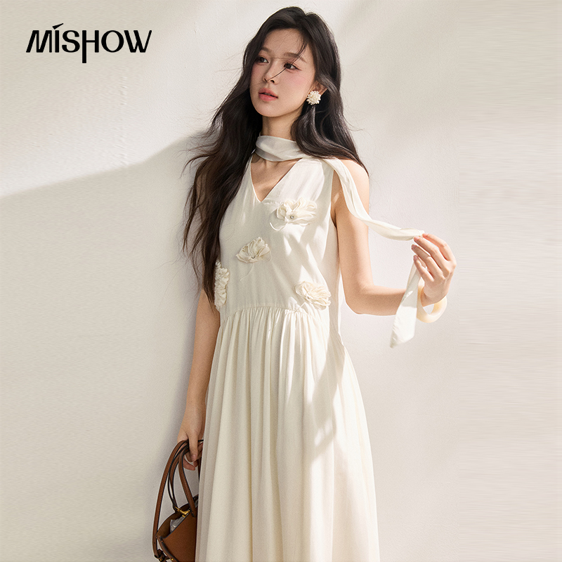 Sundress Midi Floral - MISHOW Women's Lyocell 3D Flower Midi