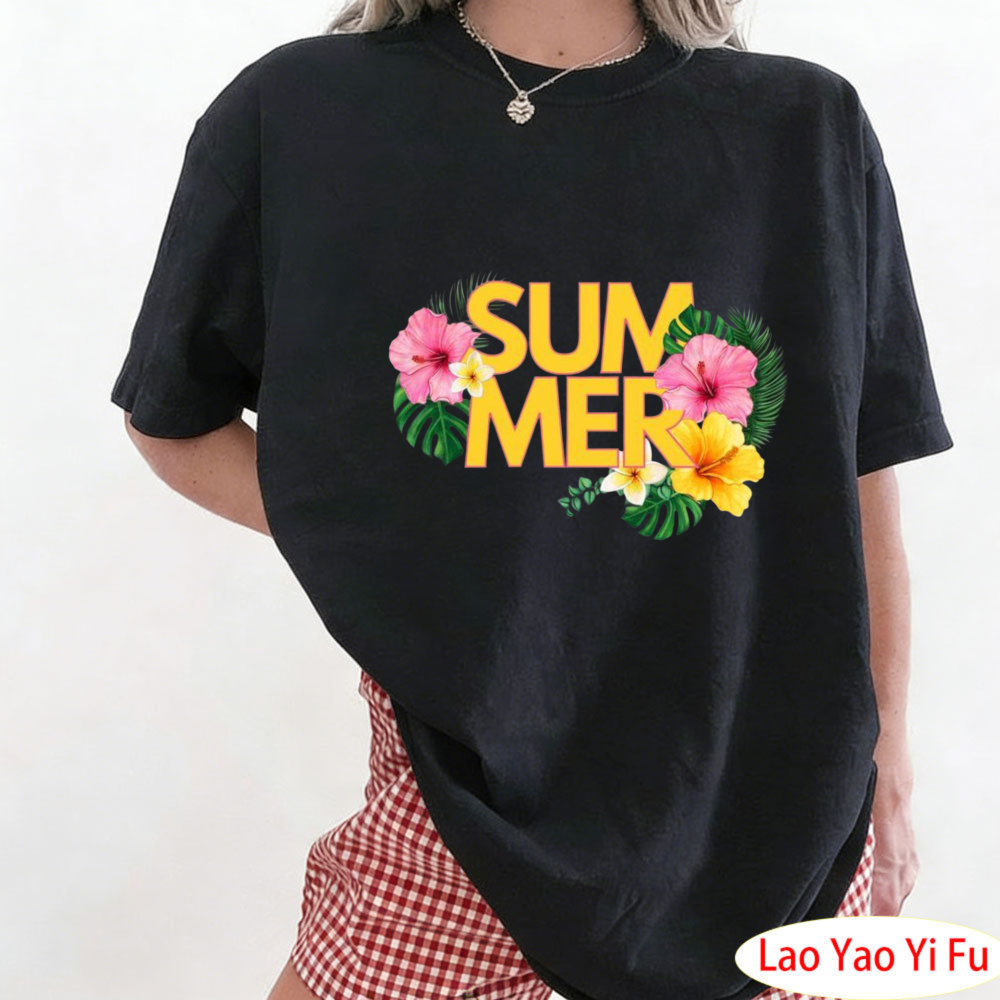 Summer Clothing Resort - Summer Tropical Floral T-Shirt Colorful Flower