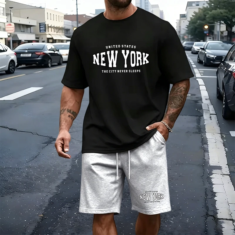 Summer Knit Clothing - Summer Men's T-Shirt Set Casual O