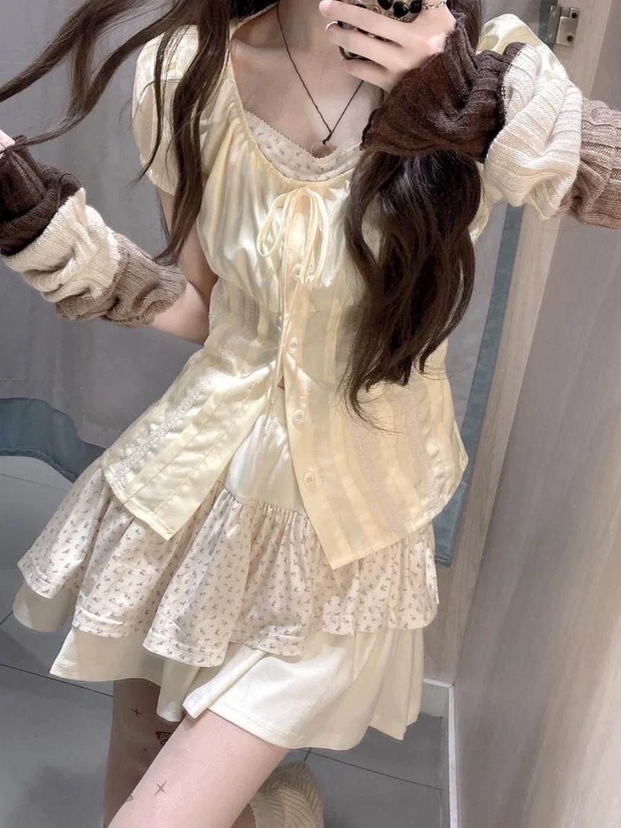 Summer Clothing Girl - Sweet Floral Two-Piece Set for Women