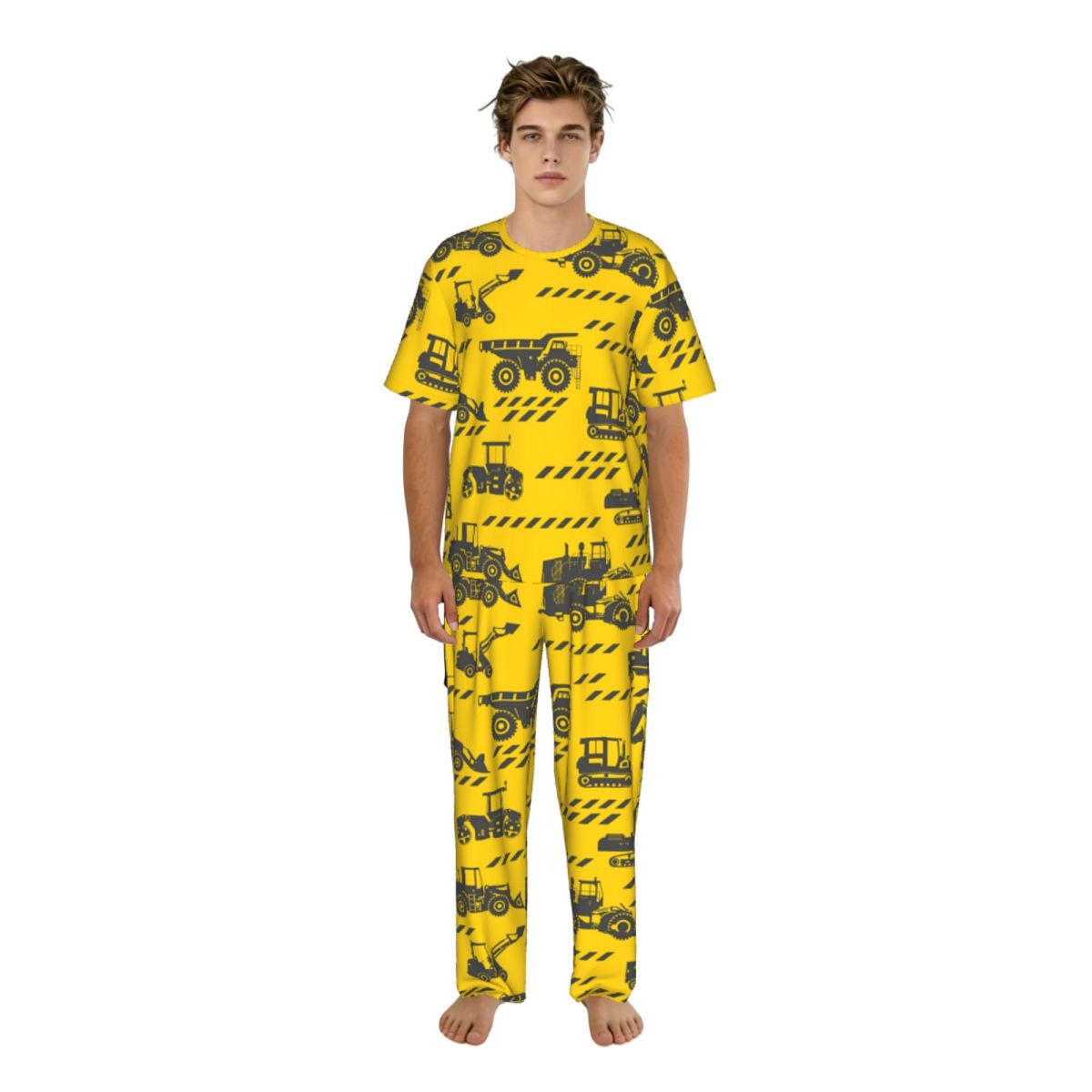 Summer Clothing Cartoon - Men Pajamas Suit Short Sleeved Long