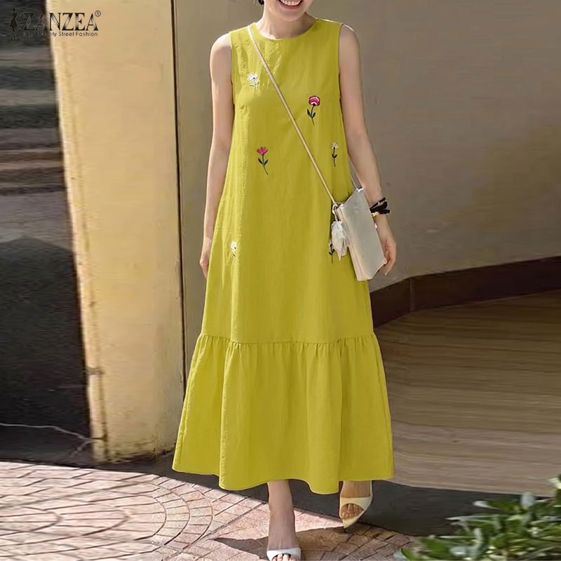 Sundress Midi Floral - ZANZEA Fashion Summer Sundress Women Casual