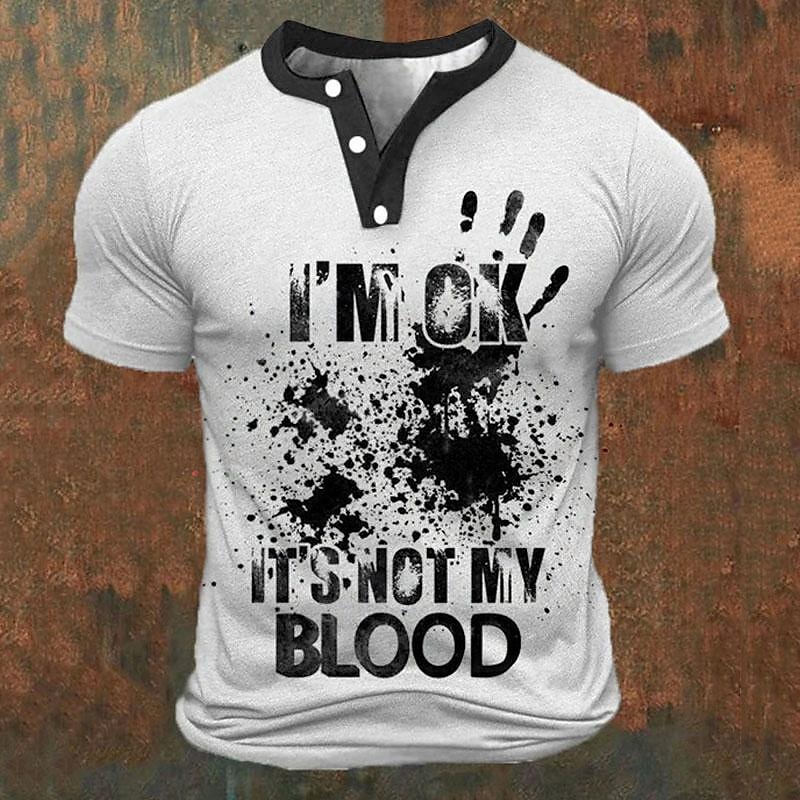 Summer Knit Clothing - Funny 3D Letter Print Men's Henley
