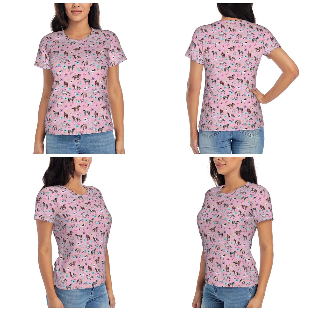 Horses And Flowers On Pink, Eq - đánh giá và giá Summer Equestrian Clothing