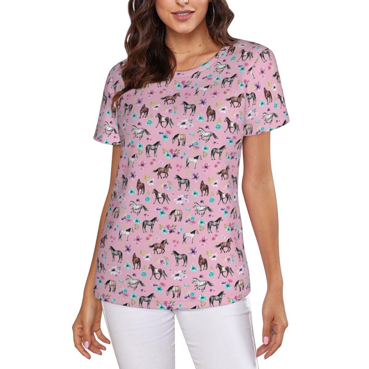 Horses And Flowers On Pink, Eq - đánh giá và giá Summer Equestrian Clothing