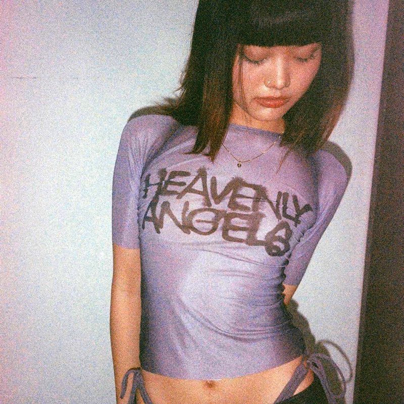 Y2K Letter Print Top See Throu - đánh giá và giá Summer De Clothing