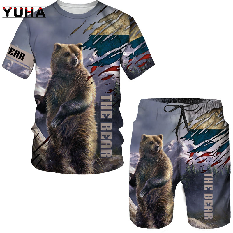 Summer  Bear 3D Printed Men's  - đánh giá và giá Summer Knit Clothing