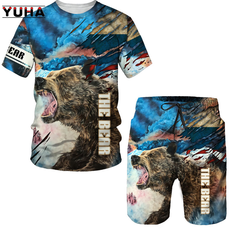Summer  Bear 3D Printed Men's  - đánh giá và giá Summer Knit Clothing