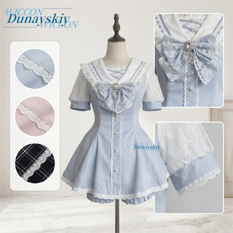 Sailor Collar Dress Set Lace B - đánh giá và giá Summer Japanese Clothing