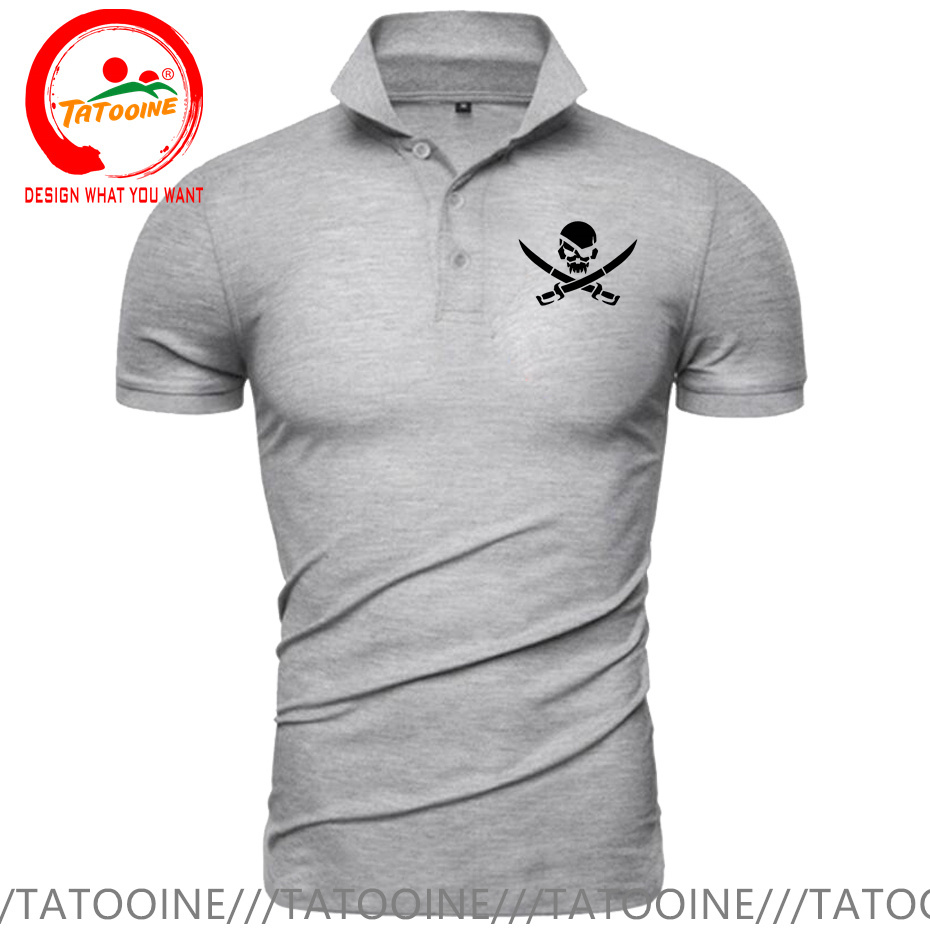 Pirate Skull Logo Print Polo S - đánh giá và giá Summer Clothing Logo