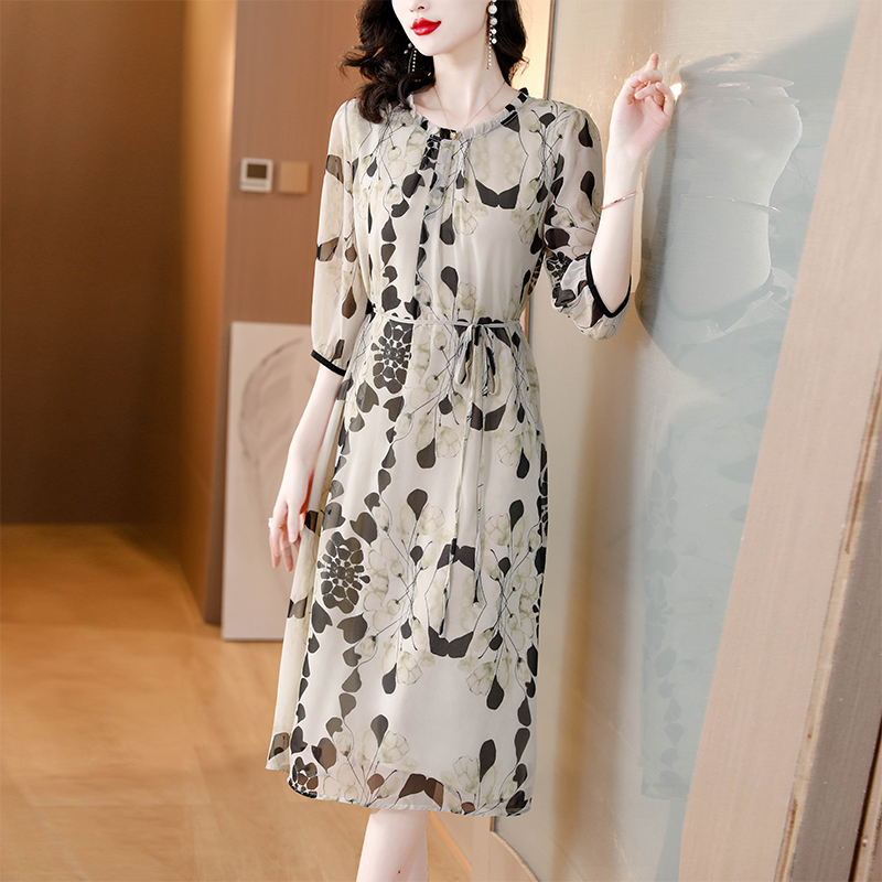 Summer Floral White Silk Beach - đánh giá và giá Sundress Midi Floral