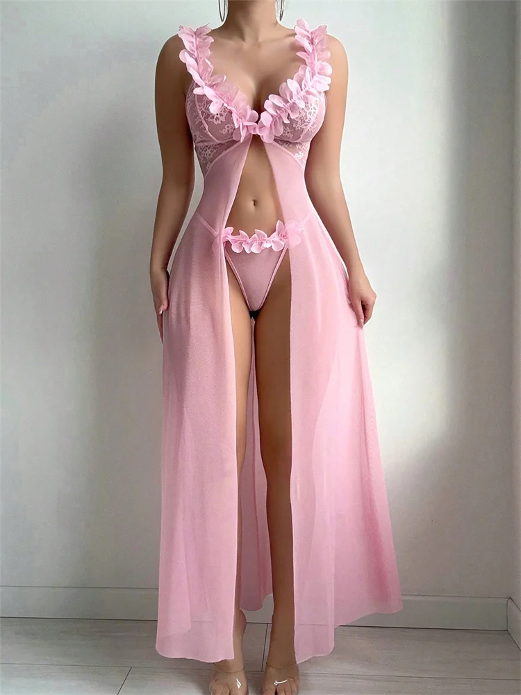 Pink Floral Lace See Through N - đánh giá và giá Summer Holiday Clothing Women