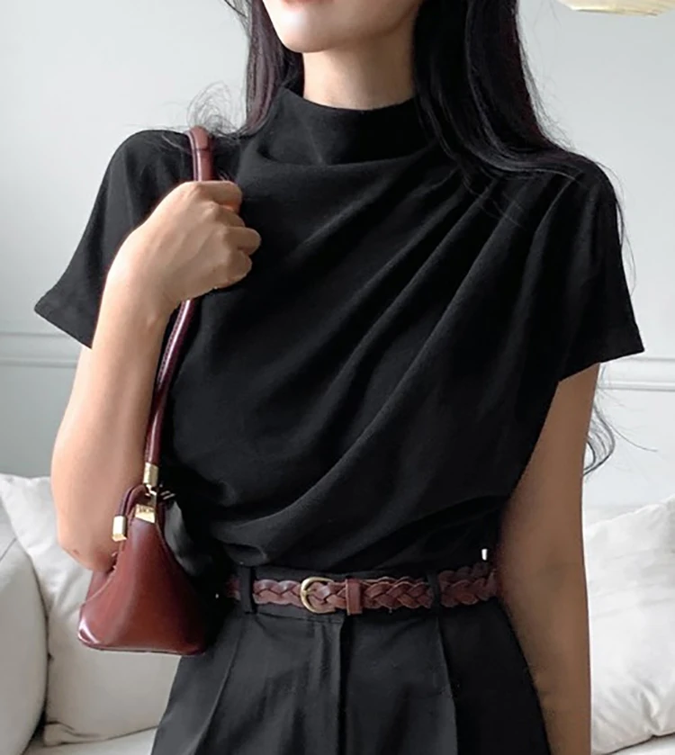 Half Turtleneck T Shirt Women  - đánh giá và giá Summer Clothing Drop
