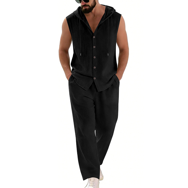 Men's Casual Linen Suit Hooded - đánh giá và giá Summer Clothing Us