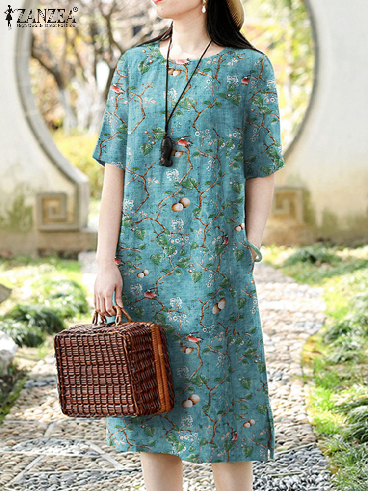 ZANZEA Vintage Floral Dress Wo - đánh giá và giá Sundress Midi Floral