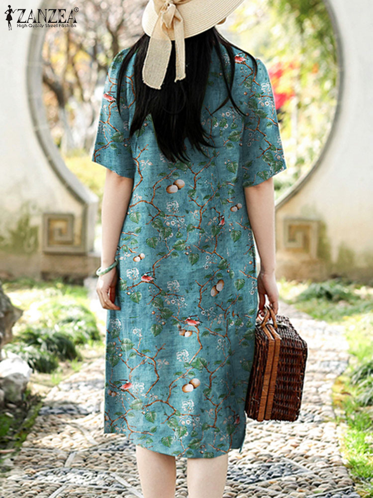 ZANZEA Vintage Floral Dress Wo - đánh giá và giá Sundress Midi Floral