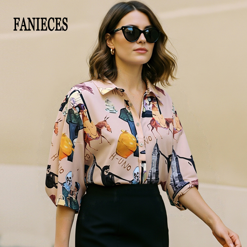 Graffiti Print Women Shirts Su - đánh giá và giá Summer De Clothing