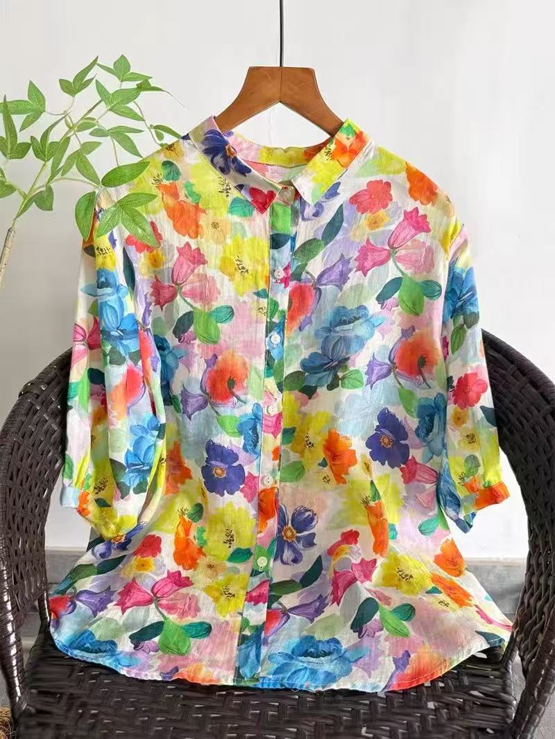 2026 Pure Ramie Print Shirt Wo - đánh giá và giá Summer Clothing For Japan