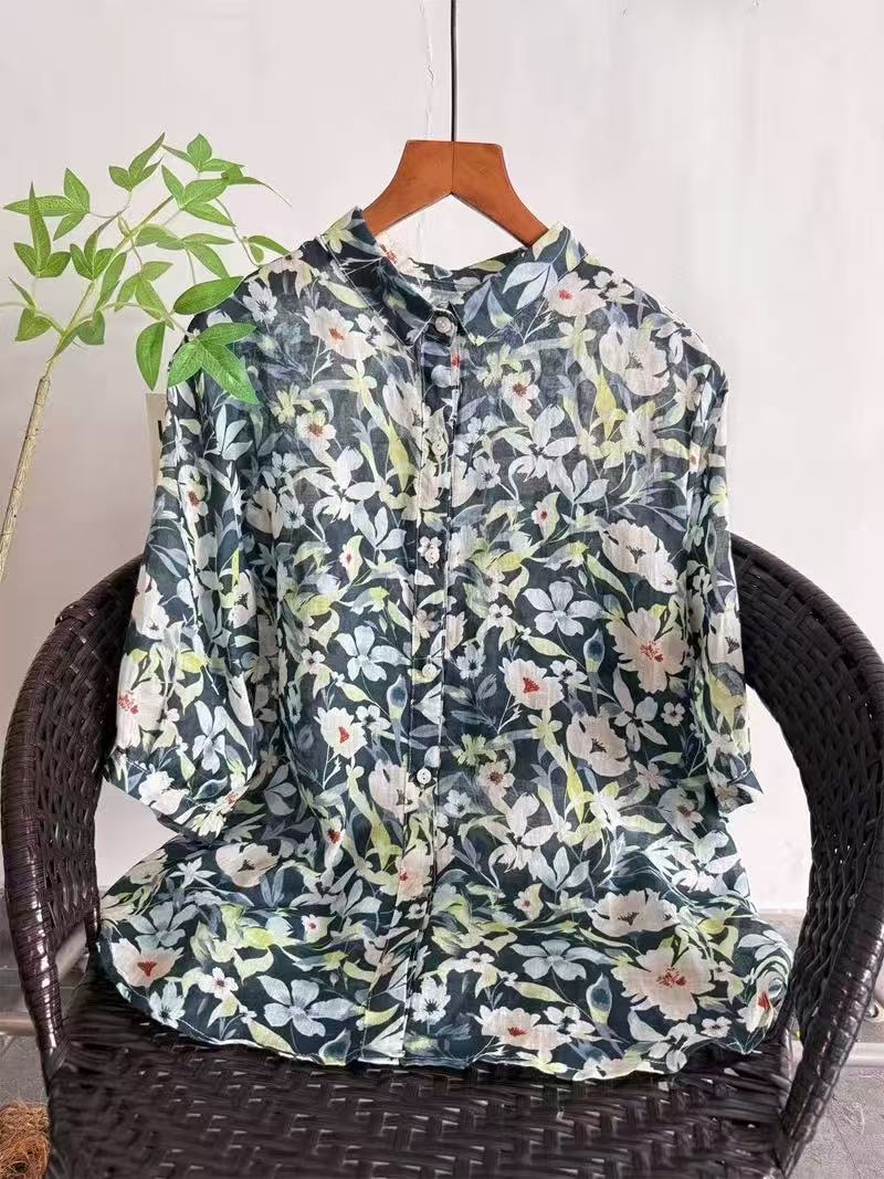 2026 Pure Ramie Print Shirt Wo - đánh giá và giá Summer Clothing For Japan