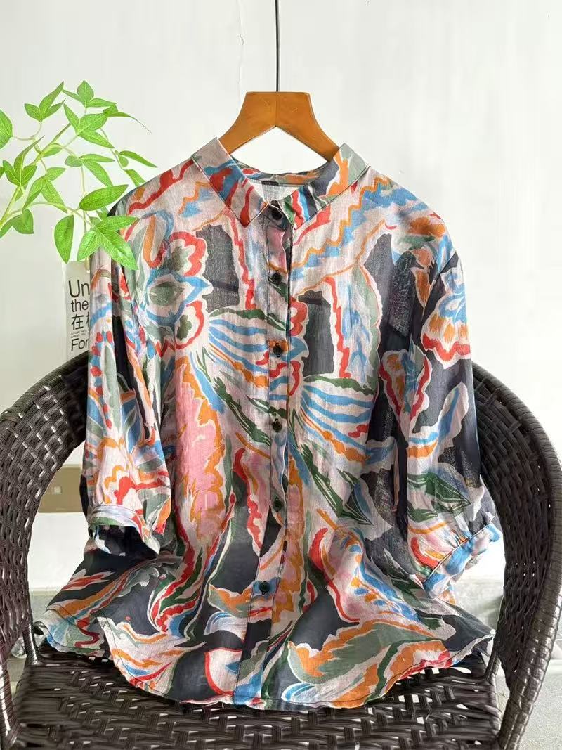 2026 Pure Ramie Print Shirt Wo - đánh giá và giá Summer Clothing For Japan