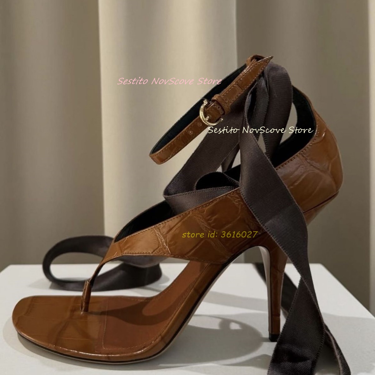 Brown Open Toe Lace Up Sandals - đánh giá và giá Summer Holiday Clothing Women